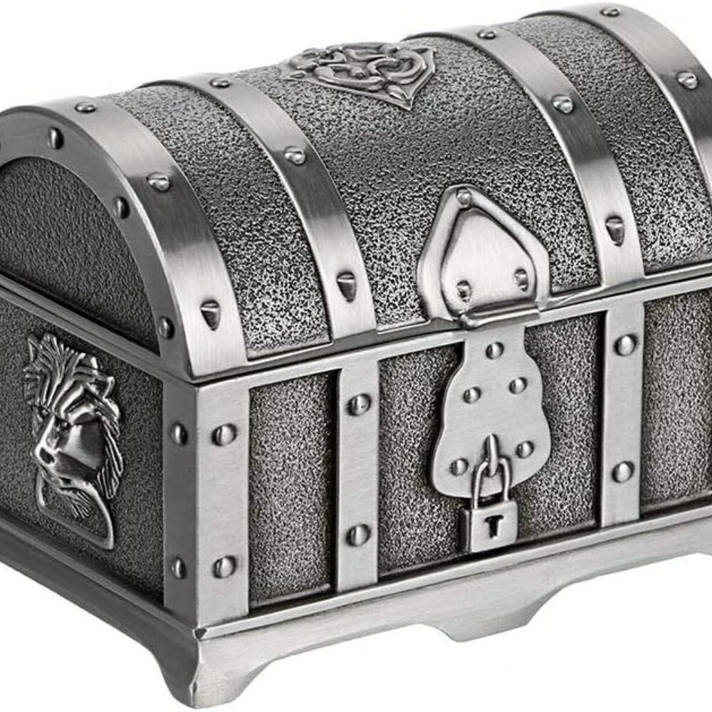 Metal Jewelry Box Treasure Trinket Chest Ring Earrings Necklace‎ Small